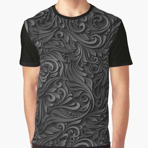 Dunkles Blumenmuster Grafik T-Shirt