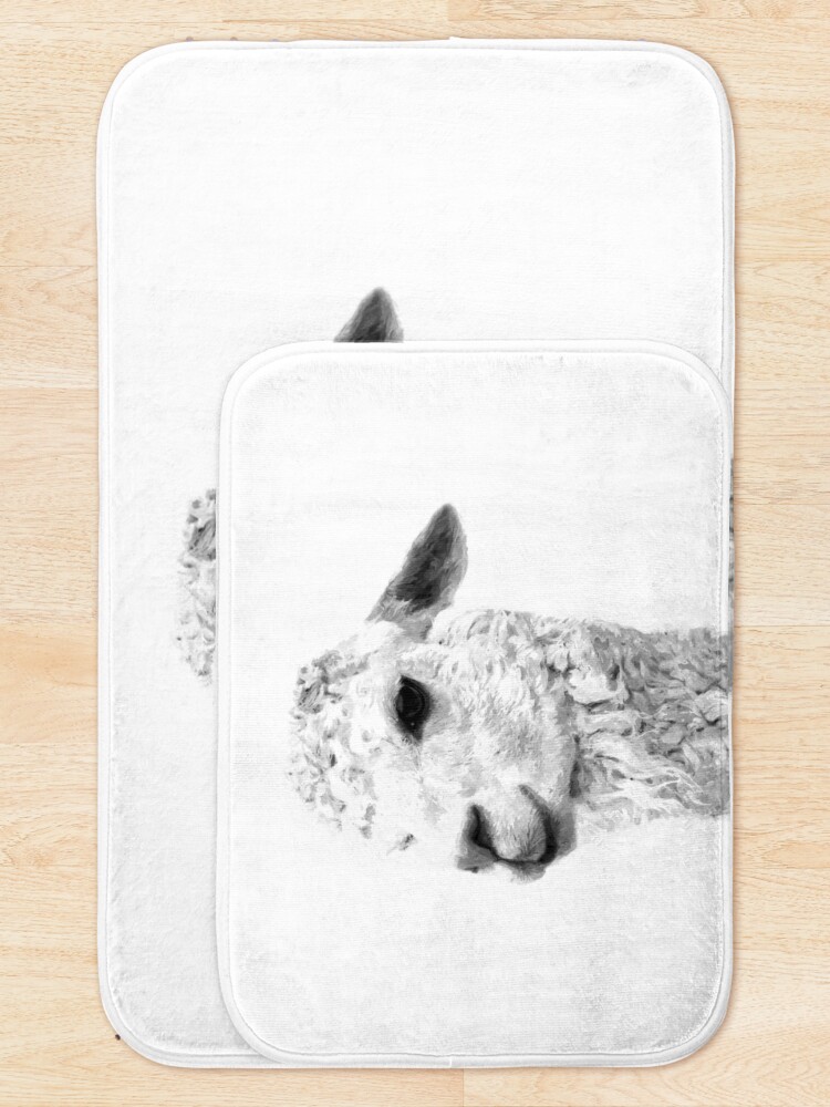 Alternate view of Black and White Llama Bath Mat