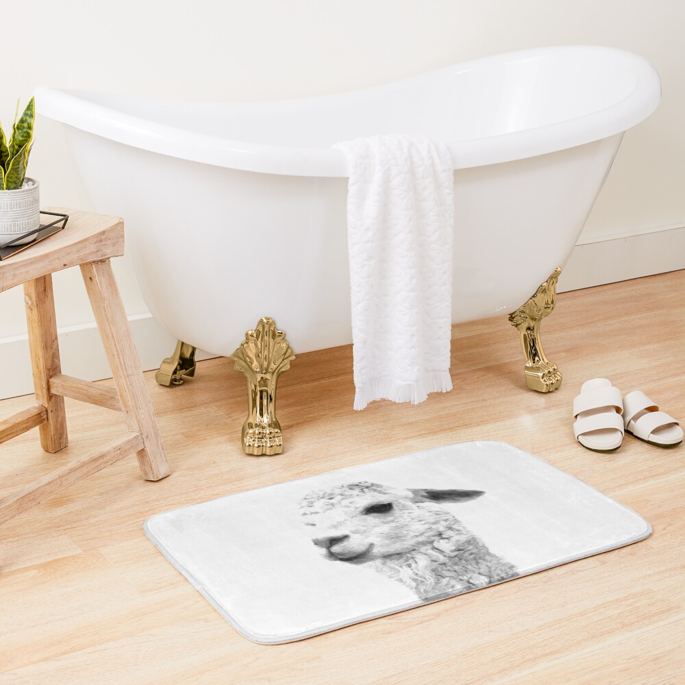 Black and White Llama Bath Mat