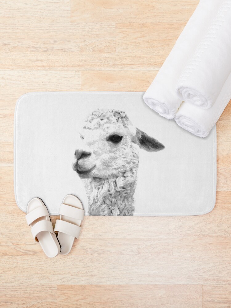 Alternate view of Black and White Llama Bath Mat