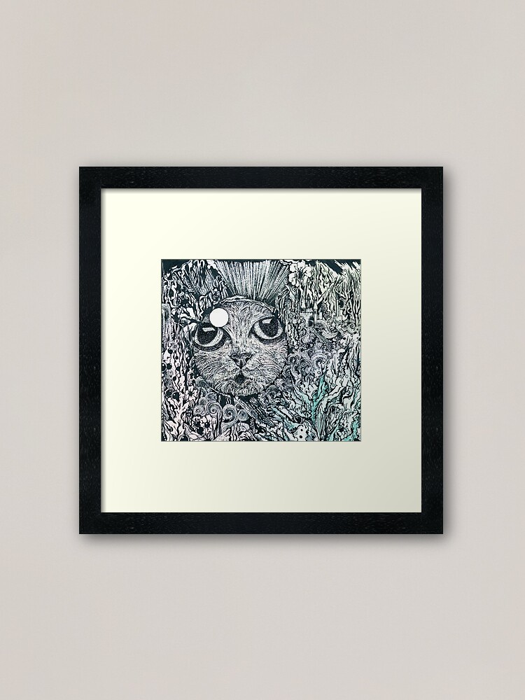 Alternate view of Cat in a Fishbowl, Mixed Media Framed Art Print