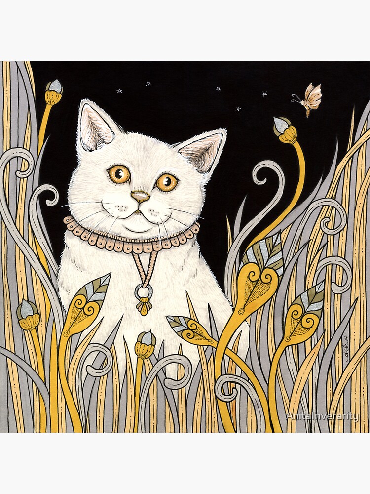 Thumbnail 3 of 3, Sticker, Chat Blanc designed and sold by AnitaInverarity.
