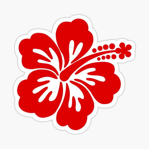Red Tropical Hibiscus Flower Sticker