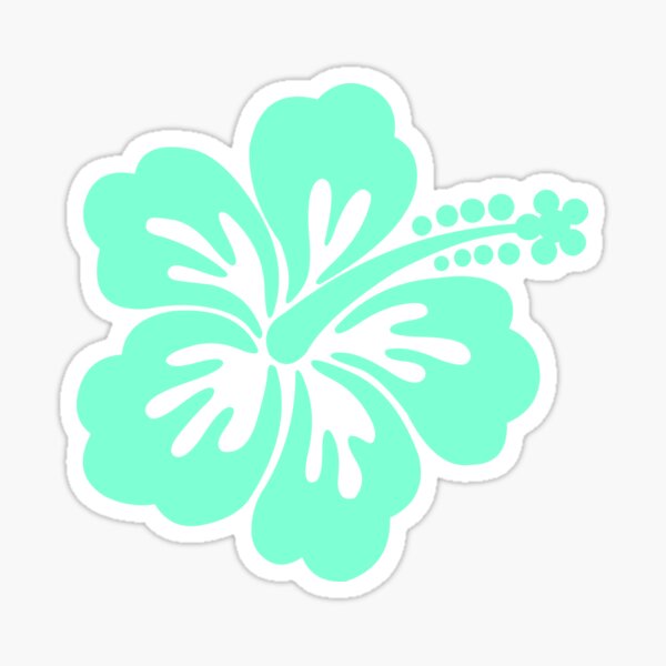 Aquamarine Tropical Hibiscus Flower Sticker