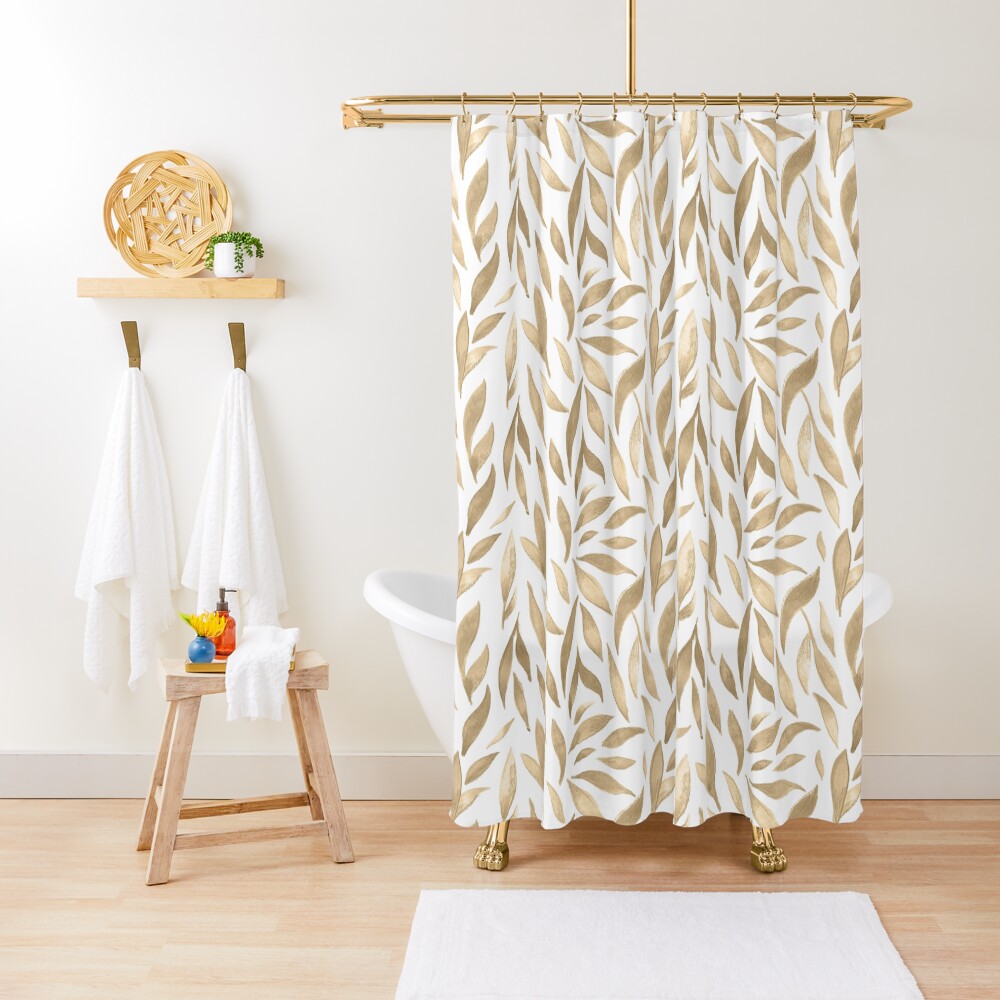 Watercolor Leaves - Cappuccino Shower Curtain