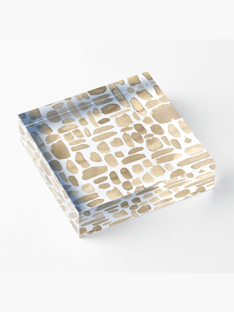 Alternate view of Watercolor Paint Brush Stroke Pattern - Cappuccino Acrylic Block