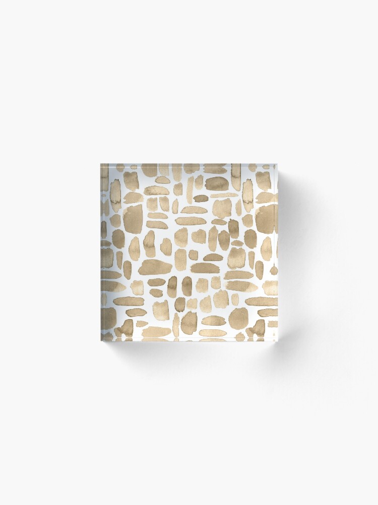Alternate view of Watercolor Paint Brush Stroke Pattern - Cappuccino Acrylic Block