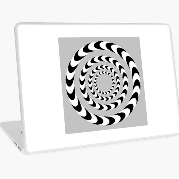 #Movement #Monochrome #Illusion, #Abstract drawing, spiral,helix,scroll,loop,volute,spire,helical,winding,corkscrew Laptop Skin