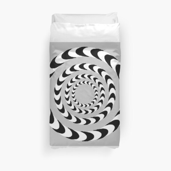 #Movement #Monochrome #Illusion, #Abstract drawing, spiral,helix,scroll,loop,volute,spire,helical,winding,corkscrew Duvet Cover