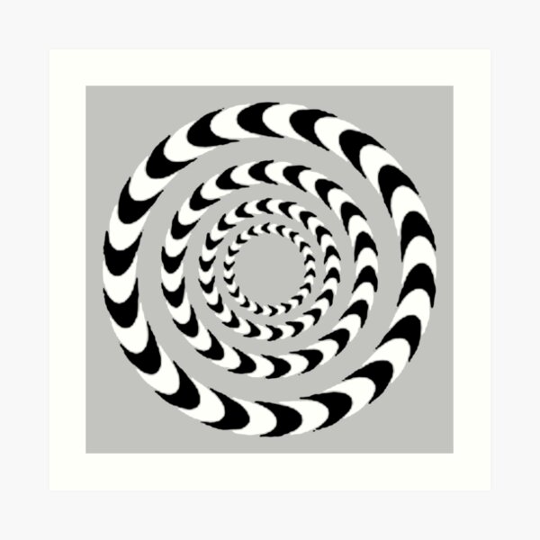#Movement #Monochrome #Illusion, #Abstract drawing, spiral,helix,scroll,loop,volute,spire,helical,winding,corkscrew Art Print