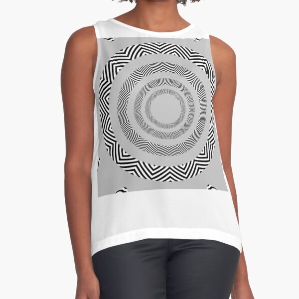 #Movement #Monochrome #Illusion, #Abstract drawing, spiral,helix,scroll,loop,volute,spire,helical,winding,corkscrew Sleeveless Top