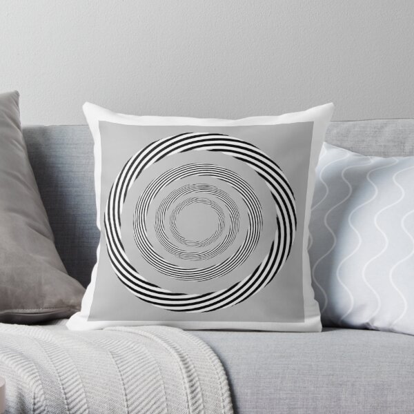 #Movement #Monochrome #Illusion, #Abstract drawing, spiral,helix,scroll,loop,volute,spire,helical,winding,corkscrew Throw Pillow