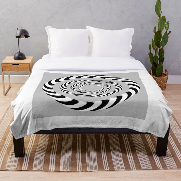 #Movement #Monochrome #Illusion, #Abstract drawing, spiral,helix,scroll,loop,volute,spire,helical,winding,corkscrew Throw Blanket