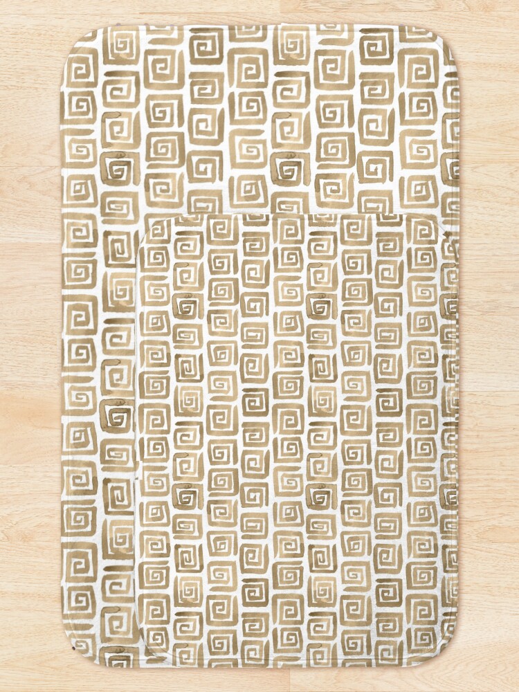 Alternate view of Watercolor Greek Key Pattern - Cappuccino Bath Mat