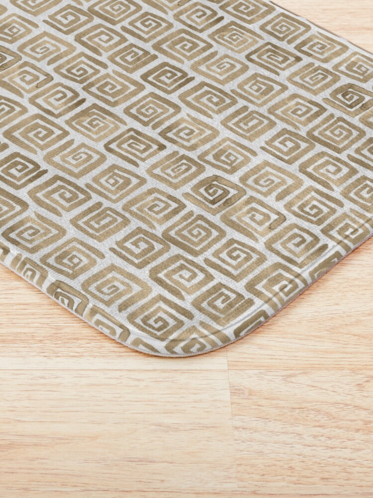 Alternate view of Watercolor Greek Key Pattern - Cappuccino Bath Mat