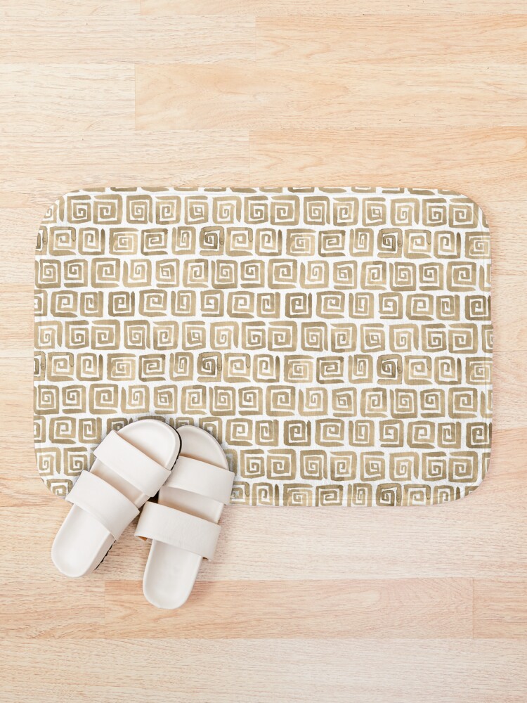 Alternate view of Watercolor Greek Key Pattern - Cappuccino Bath Mat