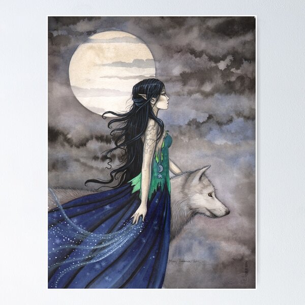 Item preview, "Night of the Wolf" Gothic Fantasy Art by Molly Harrison designed and sold by Molly  Harrison.