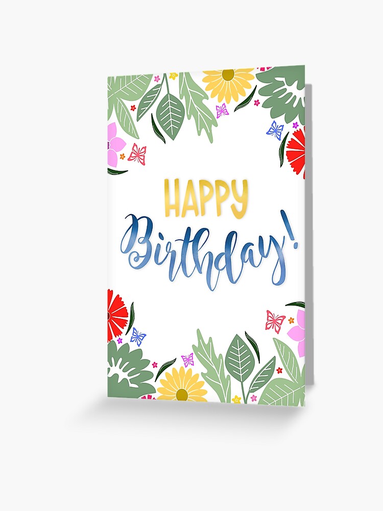 Colorful Watercolor Floral Birthday Greeting Card, Blank Inside - The  Painted Pen