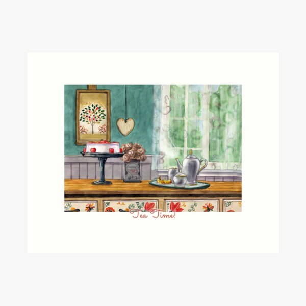 Item preview, Tea Time - Hand Painted Watercolor Art designed and sold by TheJessaChannel.