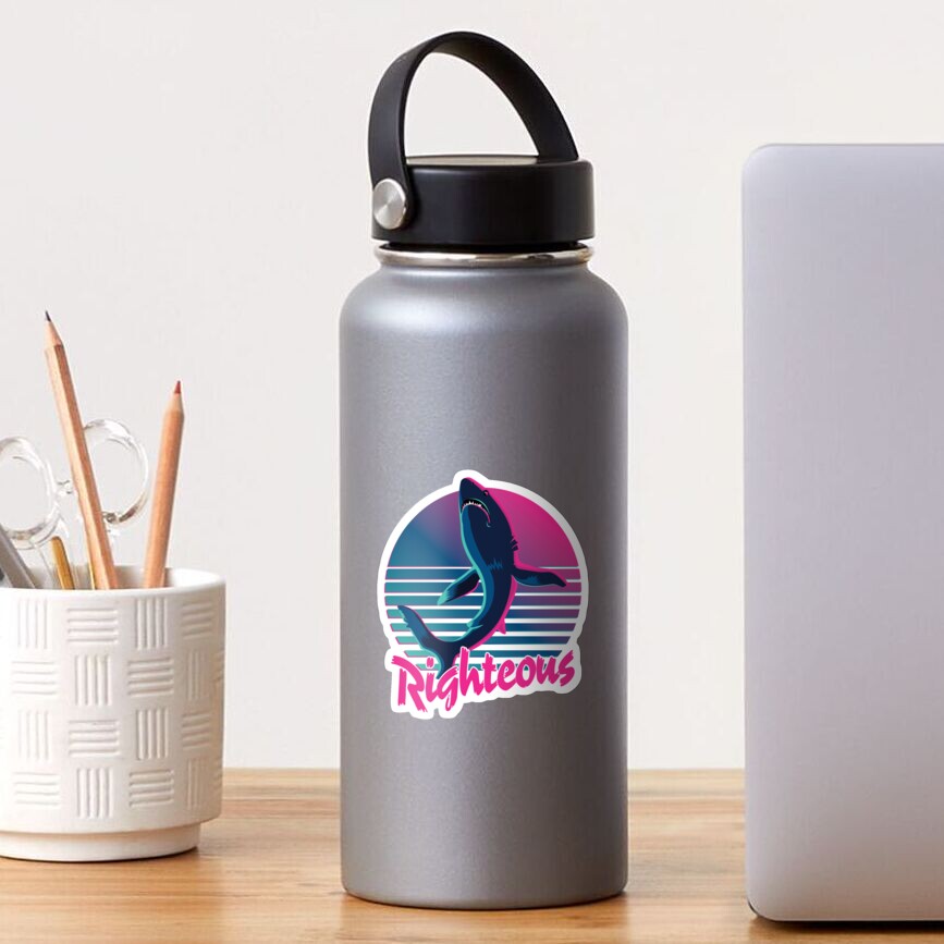 Righteous Shark 80s Retro Sunset Sticker