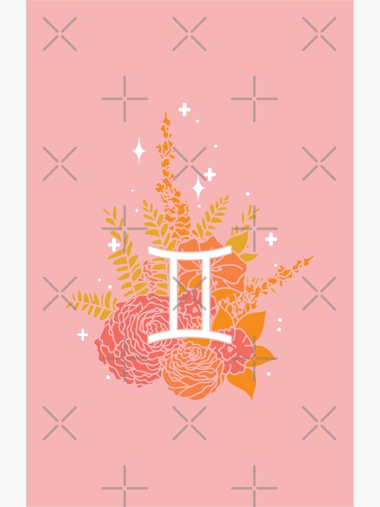 "Gemini Flowers PINK" Poster for Sale by VenusandMoon Redbubble