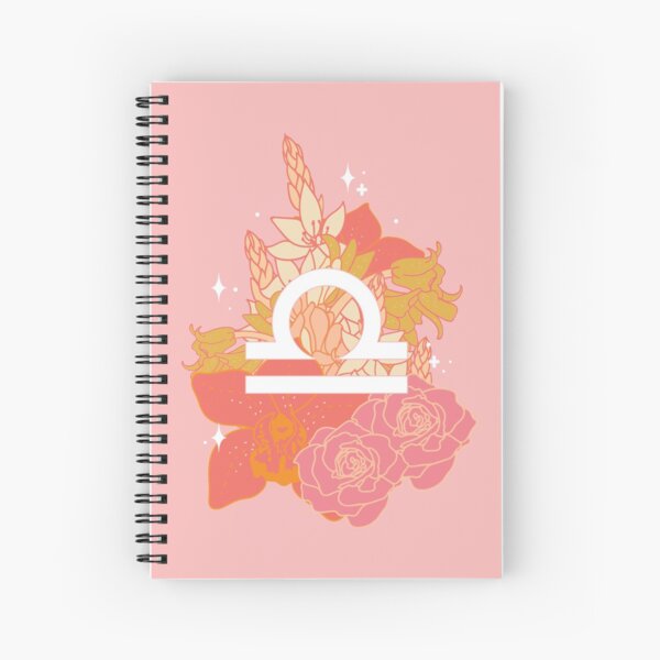 Libra Flowers - PINK Spiral Notebook