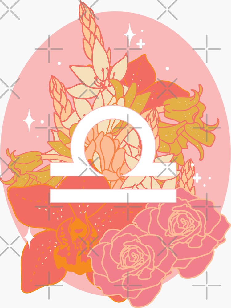"Libra Flowers PINK" Sticker for Sale by VenusandMoon Redbubble
