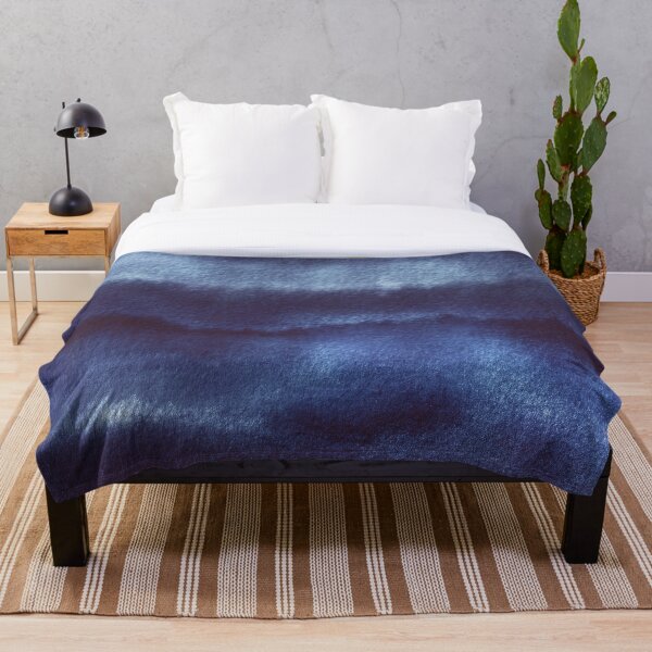 Indigo Watercolor Abstract Throw Blanket