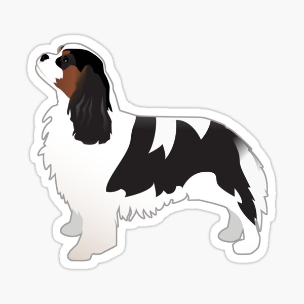 Cavalier King Charles Spaniel Tri-Color Dog Breed Silhouette Sticker