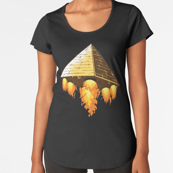 Ägypten Pyramide Ufo Humor. Premium Rundhals-Shirt