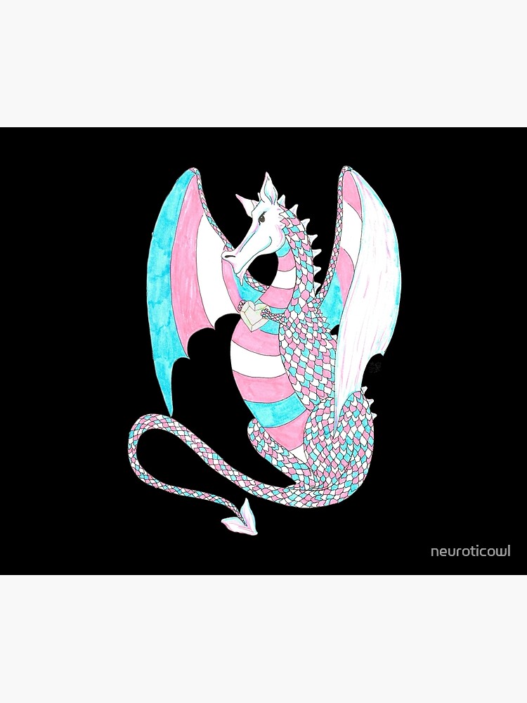 Trans Pride Dragon with Heart by neuroticowl