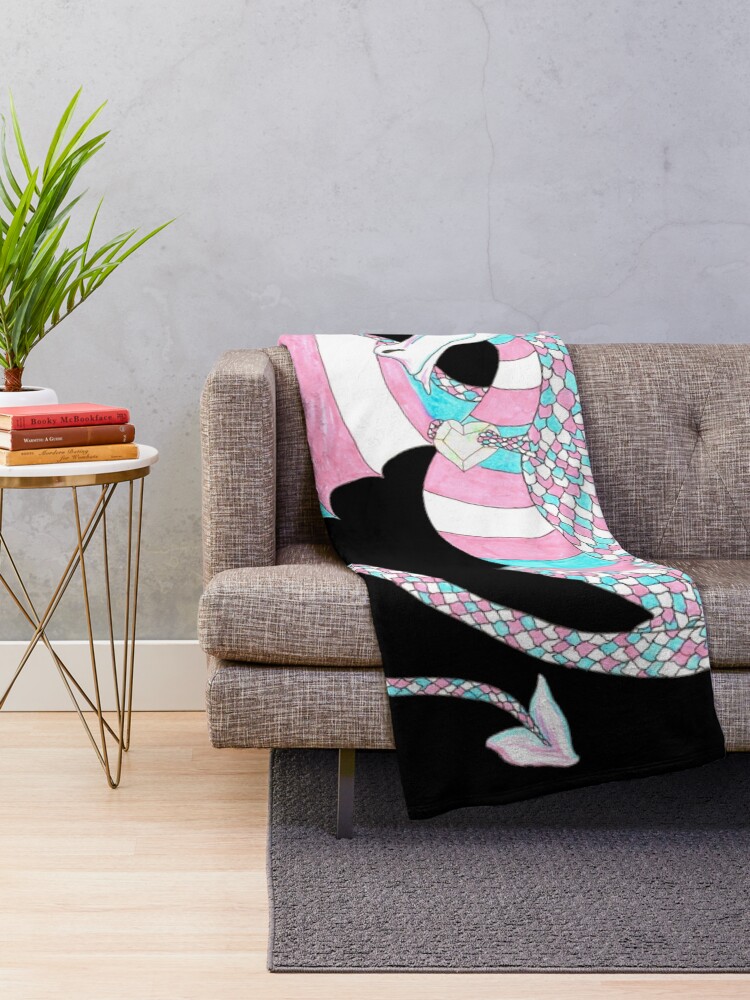 Alternate view of Trans Pride Dragon with Heart Throw Blanket