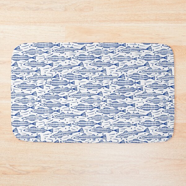 Item preview, Shoal of Fish Pattern - Navy Blue on White designed and sold by Artberry.