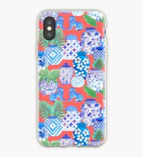 chinese ginger jars on coral iPhone Case
