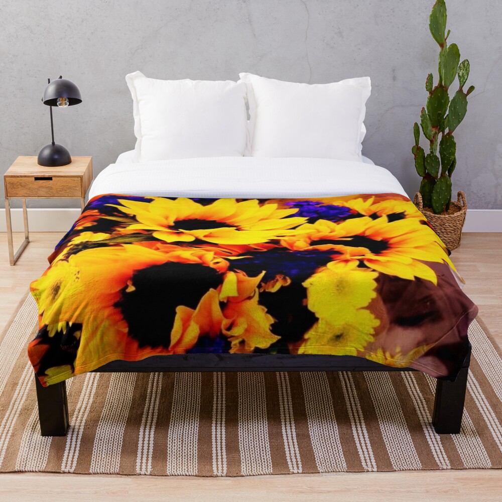 "Sunflowers " Throw Blanket for Sale by DonnaM Redbubble
