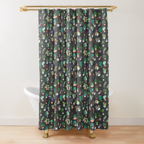 The Plant Alphabet Pattern (Dark) Shower Curtain