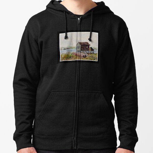 Fishing Shack by MRT Zipped Hoodie