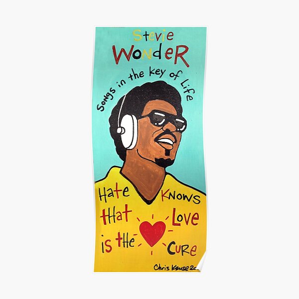 Stevie Wonder Pop Folk Art Poster