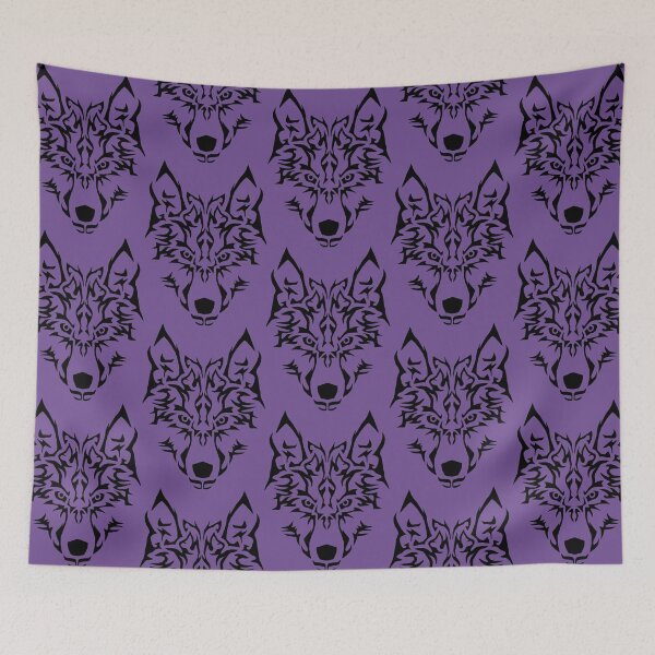 Item preview, TRIBAL WOLF HEAD ON DARK LAVENDER designed and sold by PetsandBeyond.