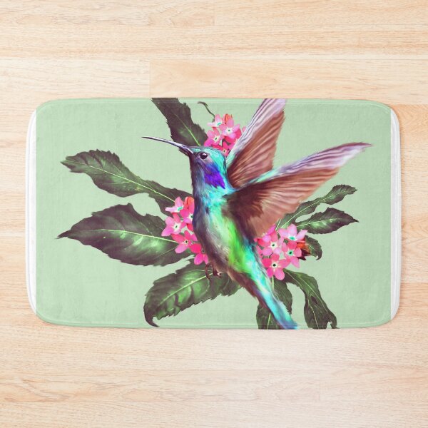 Item preview, hummingbird and flower maximalist green designed and sold by Pintarrajearte.