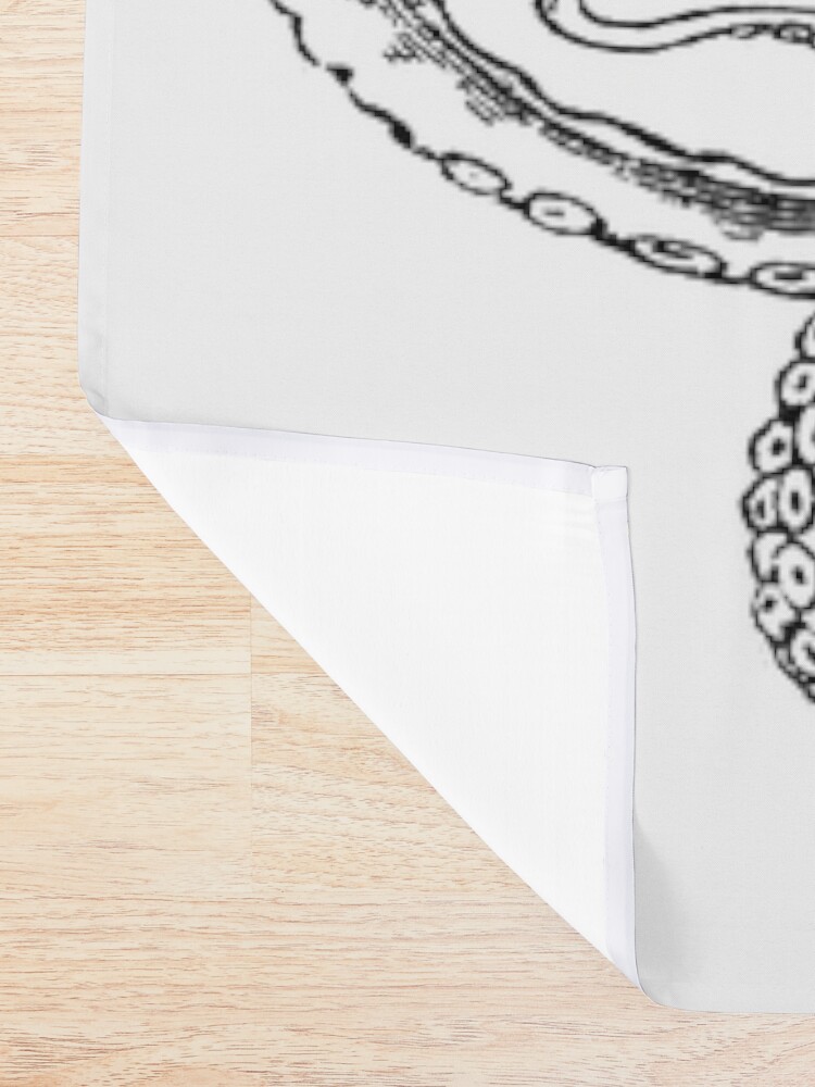 Alternate view of Half Octopus | Left Side | Vintage Octopus | Tentacles | Sea Creatures | Nautical | Ocean | Sea | Beach | Diptych | Black and White | Shower Curtain