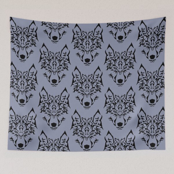Item preview, TRIBAL WOLF HEAD ON COOL GREY designed and sold by PetsandBeyond.