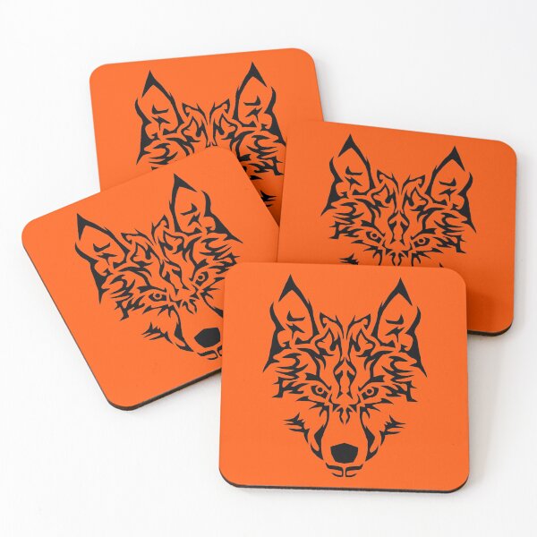 Item preview, TRIBAL WOLF HEAD ON INTERNATIONAL ORANGE designed and sold by PetsandBeyond.