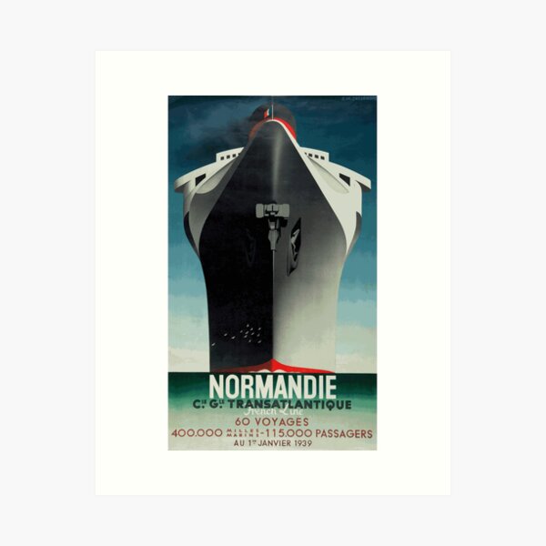 Item preview, Normandie - French Ocean Liner - Iconic Art Deco Travel Poster Design by A M Cassandre designed and sold by Chunga.