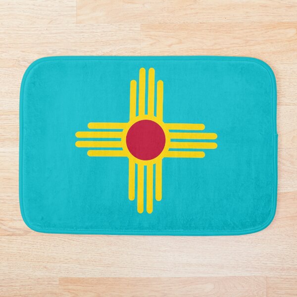 New Mexico Flag in Turquoise Bath Mat
