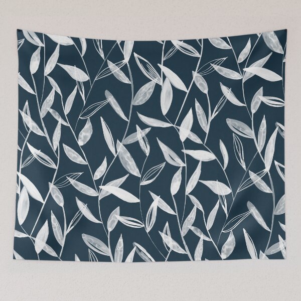 Item preview, Navy Watercolour Leaves designed and sold by gabrielleneil.