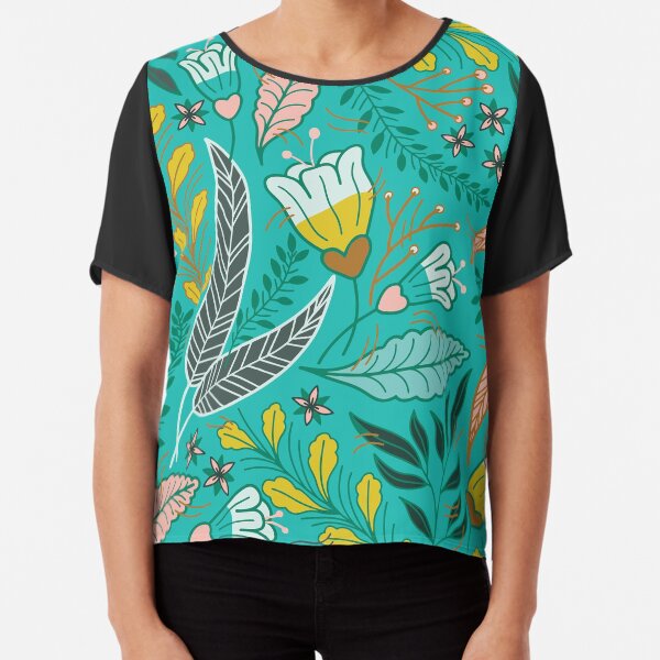Flowers Pattern Chiffon Top