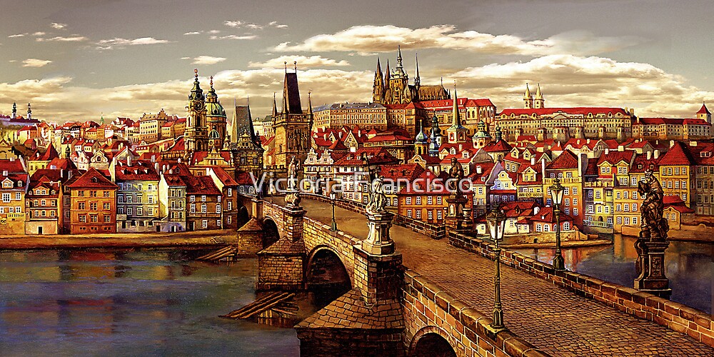 "Prague Charles bridge oil painting" by Victoria Francisco Redbubble