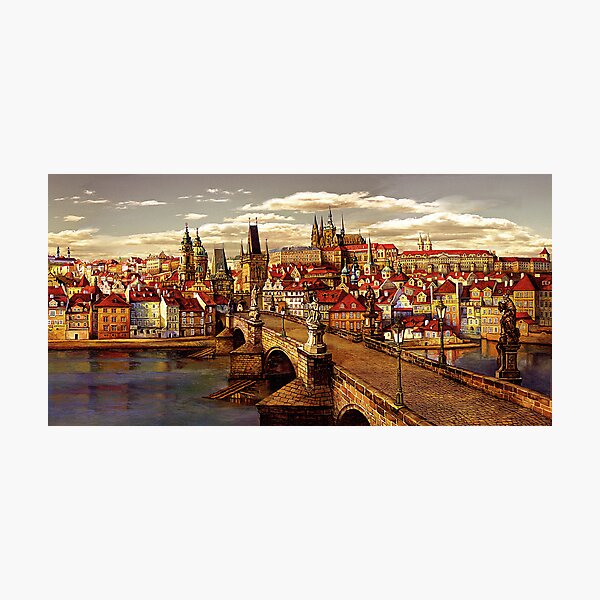 Aperçu de l'œuvre probablement le moust belle vue à Prague.Peinture à l'huile sur toile créée et vendue par Victoria Francisco.