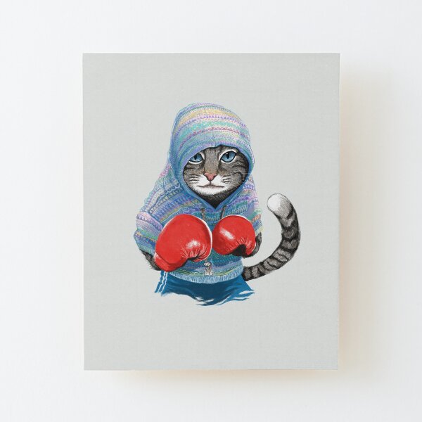 Boxing cat Wood Mounted Print